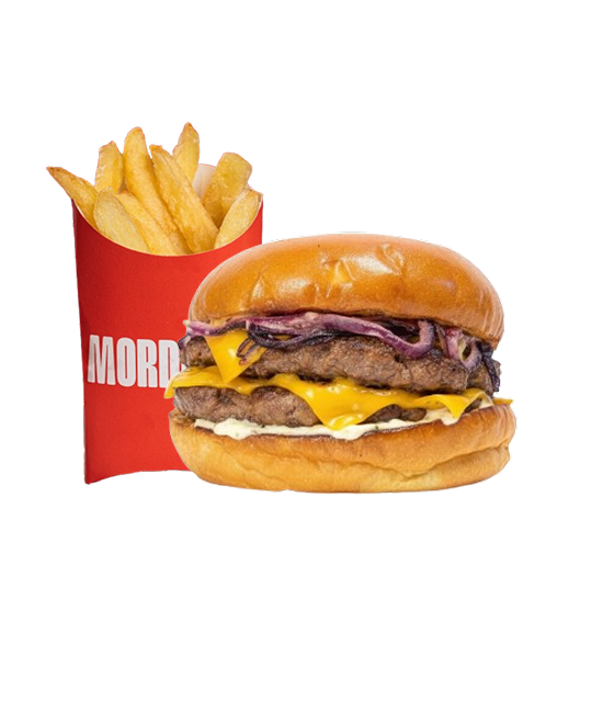 Cheese Onion Doble con papas
