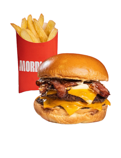 Cheese Bacon Doble con papas